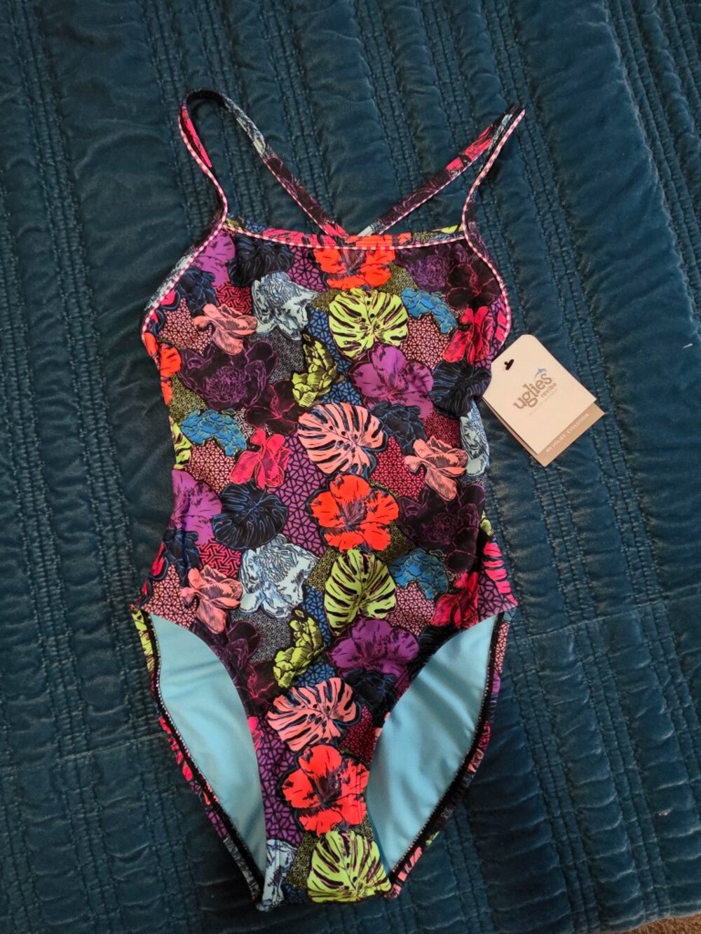 New Size 32 DOLFIN Revibe São Paulo Women's Tie-Back Floral Performance Swimsuit